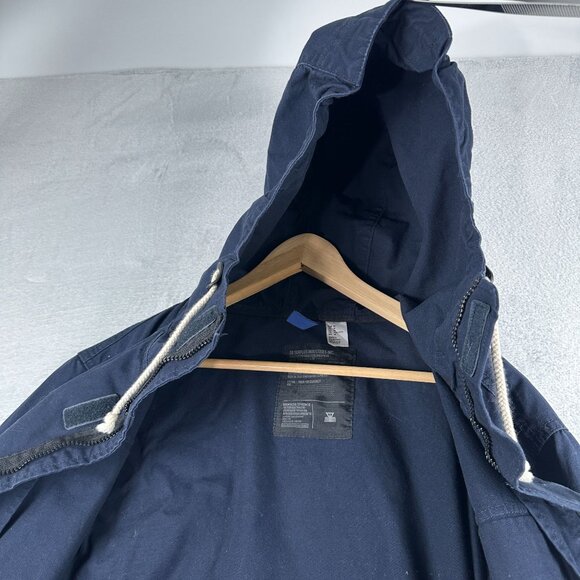 Divided By H&M Parka Jacket Mens Size Medium Hooded Full Zip Up Navy - Picture 5 of 15